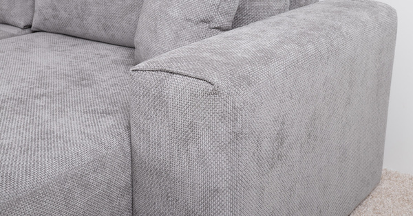 Диван-кровать угловой Оксфорд 712 композиция 1, шенилл MUZA 07 светло-серый, модульная система, сборка на любую сторону