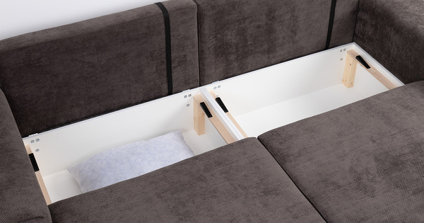 Диван-кровать угловой Оксфорд 711 композиция 2, Muza 06 темно-коричневый, модульная система, сборка на любую сторону