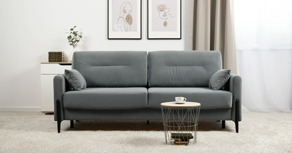 Диван-кровать прямой Барселона ТД 673 велюр Diagonal 995 серо-голубой