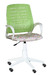 Кресло на колесах Ирис белый каркас, обивка сидушка - ткань саржа единороги, спинка салат,  подлокотники пластик, крестовина пластик, без качания