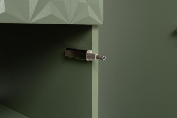 Шкаф для одежды Марион 16.340.03 дымчатый зеленый K521, олива шагрень AG 1050 ПВХ (собирается на любую сторону)