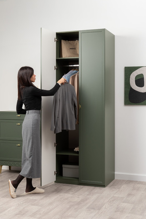 Шкаф двустворчатый Марион 16.340.02 дымчатый зеленый K521, олива шагрень AG 1050 ПВХ