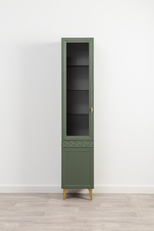 Гостиная Марион композиция 1 дымчатый зеленый K521, олива шагрень AG 1050 ПВХ, белый PE шагрень (собирается на любую сторону)