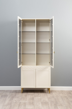 Гостиная Марион композиция 3 слоновая кость С341 PE, слоновая кость 6898 ПВХ, белый PE шагрень (собирается на любую сторону)