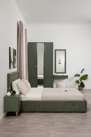 Стол-консоль Марион 12.318 дымчатый зеленый K521, олива шагрень AG 1050 ПВХ