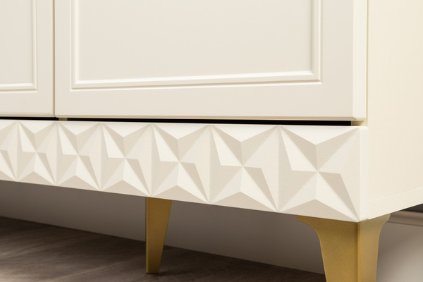 Гостиная Марион композиция 1 слоновая кость С341 PE, слоновая кость 6898 ПВХ, белый PE шагрень (собирается на любую сторону)