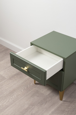 Тумба прикроватная Марион 16.14 дымчатый зеленый K521, олива шагрень AG 1050 ПВХ, белый PE шагрень