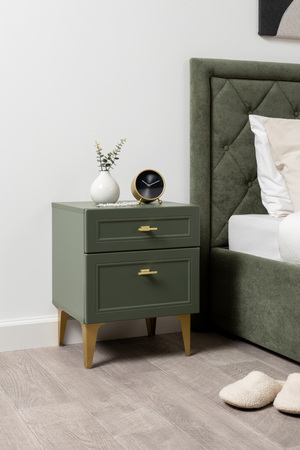 Тумба прикроватная Марион 16.14 дымчатый зеленый K521, олива шагрень AG 1050 ПВХ, белый PE шагрень