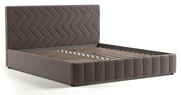 Кровать Милана 180 велюр серо-коричневый с ортопедическим основанием и подъемным механизмом