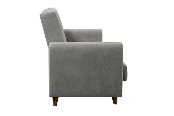 Диван-кровать прямой Монако велюр Вивальди 7 светло-серый с пружинным блоком (высота опор - 120мм)