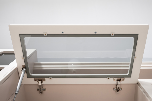 Гостиная Ричфорд композиция 1 без карнизов, кашемир 5981 BS, моно керамика D166-2 ПВХ, белый PE шагрень (собирается на любую сторону)