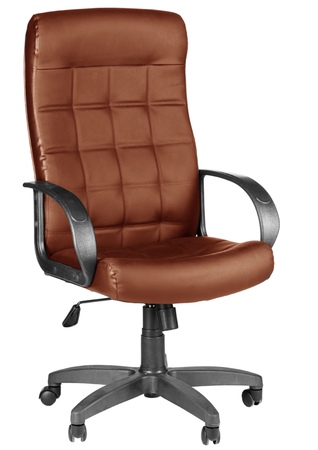 Кресло на колесах Стиль ультра кожа коричневый крестовина пластик, подлокотники пластик, механизм качания