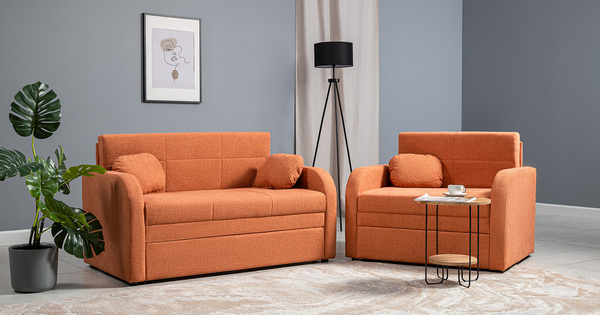 Диван-кровать прямой Тео (120) ТД 907 велюр Danco 412 светло-терракотовый