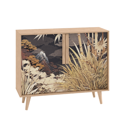 Комод Току 16.230.04 гикори рокфорд натуральный KO86 PW, белый PE шагрень, фотопечать